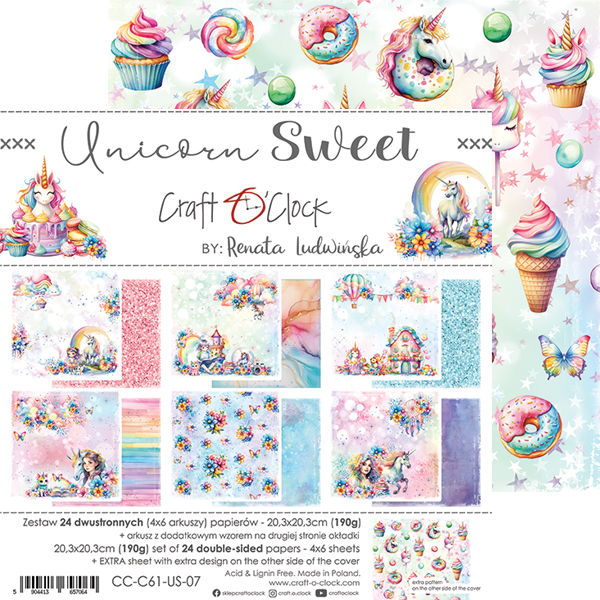 Craft-o-Clock  Unicorn Sweet 8x8 Papers Set