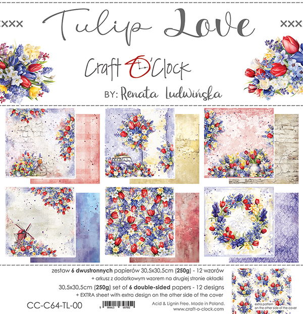 Craft-o-Clock  Tulip Love 12x12 Papers Set
