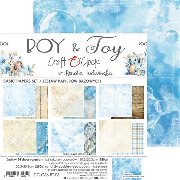 Craft-o-Clock  Boy & Toy 8x8 Basic Papers Set
