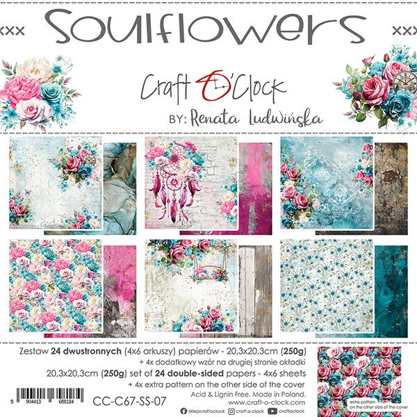 Craft-o-Clock Soulflowers 8x8 Papers Set