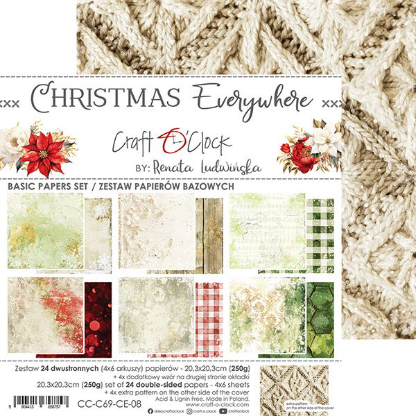 Craft-o-Clock Christmas Everywhere:  8x8 Basic Papers Set
