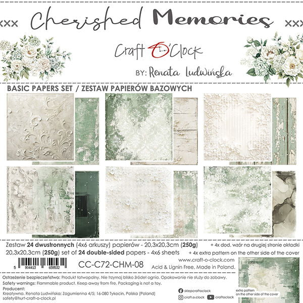 Craft-o-Clock Cherished Memories 8x8 Basic Papers Set