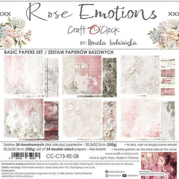 Craft-o-Clock Rose Emotions 8x8 Basic Papers Set
