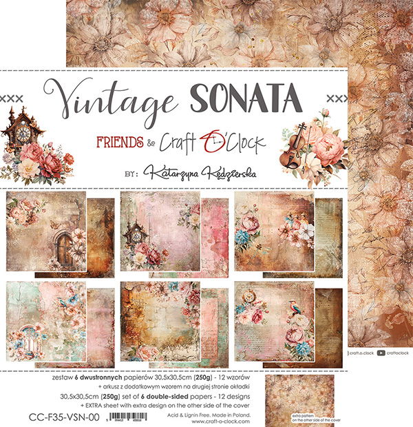 Craft-o-Clock Vintage Sonata 12x12 Papers Set