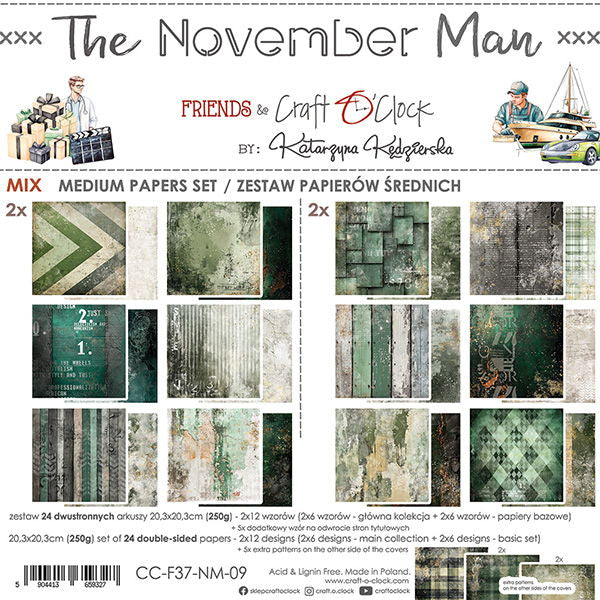 Craft-o-Clock The November Man Mix 8x8 Papers Set