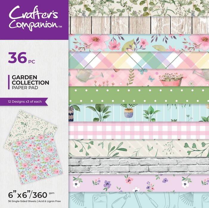 Crafter's Companion Garden Collection Paper Pad 6"X6"-Garden Wall