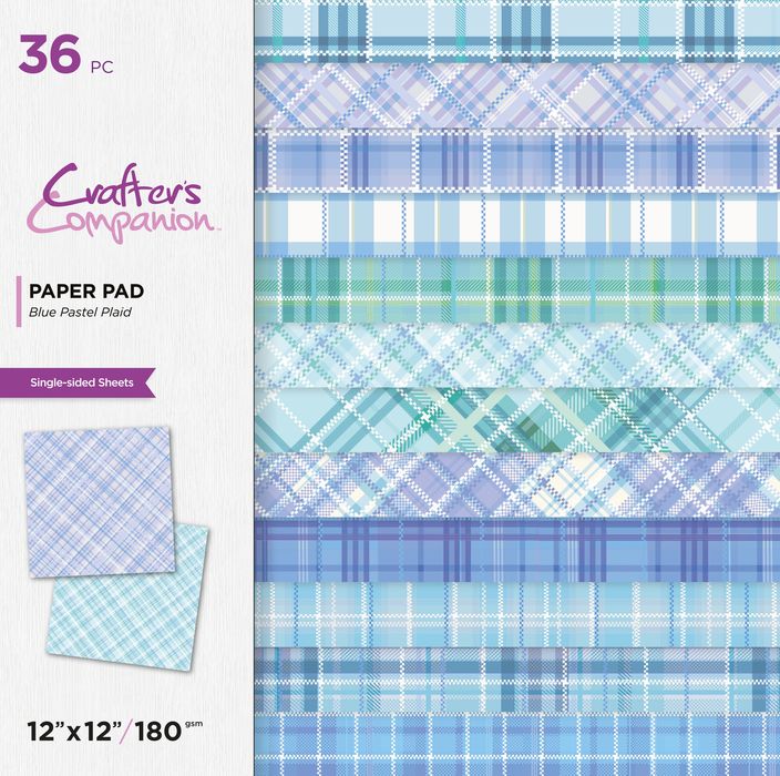 Crafter's Companion Paper Pad 12"X12"-Blue Pastel Plaid