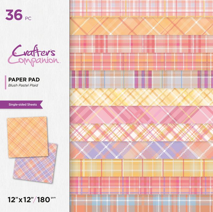 Crafter's Companion Paper Pad 12"X12"-Blush Pastel Plaid