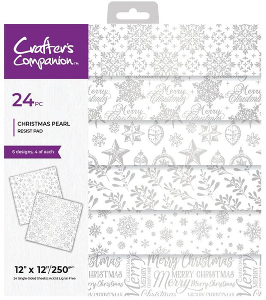 Crafter's Companion Paper Pad 12"X12"-Christmas Pearl Resist
