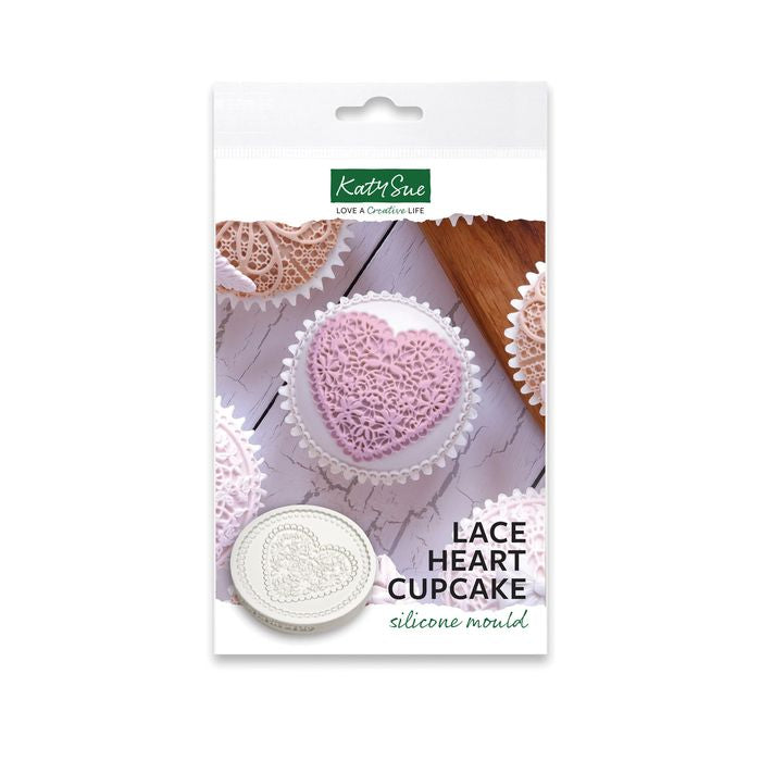 Katy Sue Lace Heart Cupcake Silicone Mould