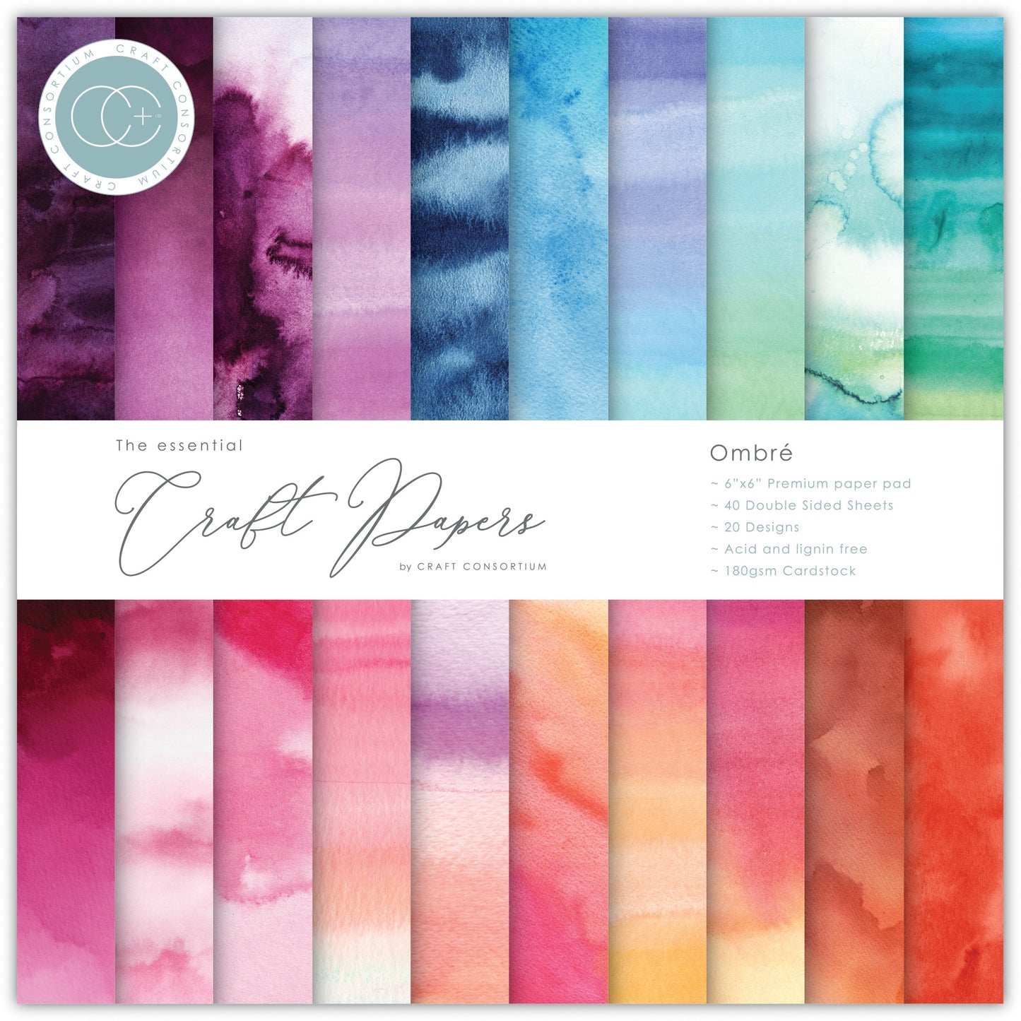Craft Consortium Double-Sided Paper Pad 6"X6" 40/Pkg-Ombre