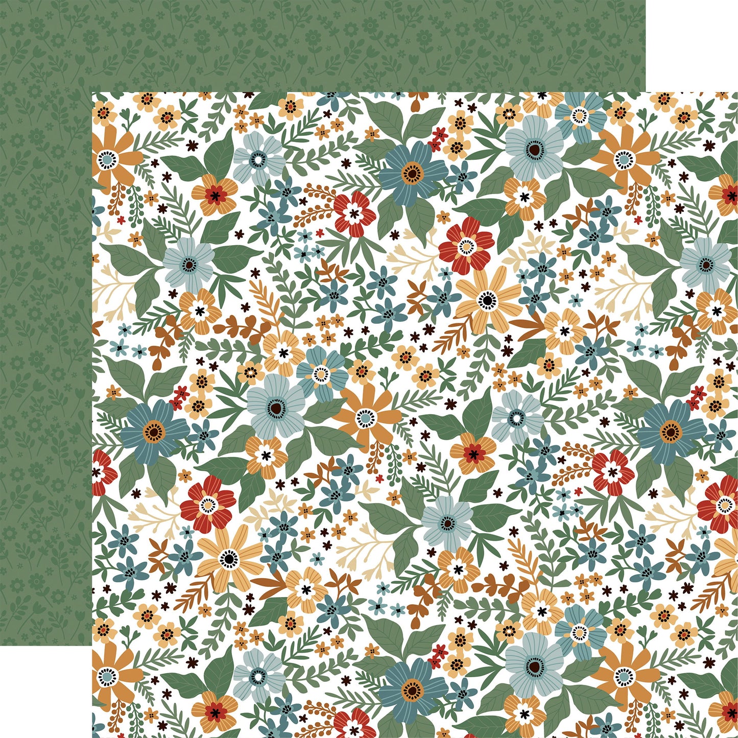 Echo Park Chickens Flocked Floral DS Paper (1 Sheet)