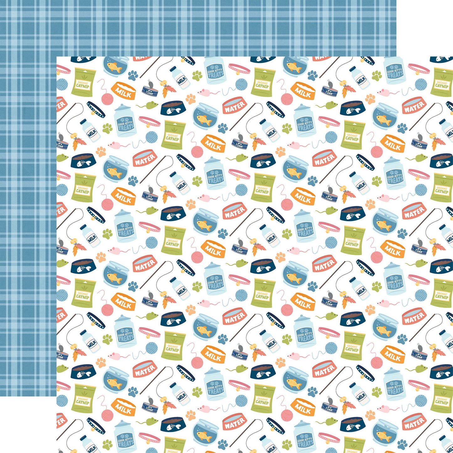 Echo Park Cat Lover: Cat Food And Toys DS Paper (1 Sheet)