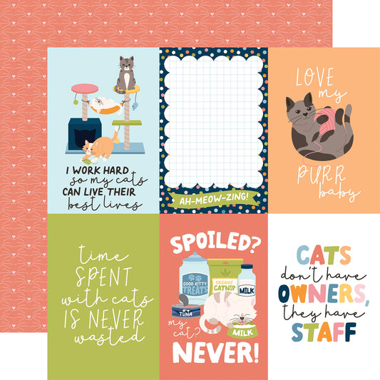 Echo Park Cat Lover: 4x6 Journaling Cards DS Paper (1 Sheet)