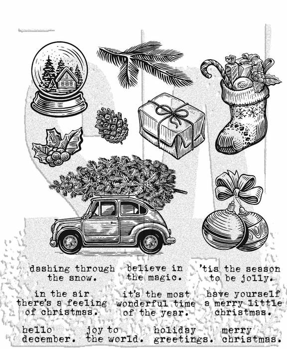Tim Holtz Cling Stamps 7"X8.5"-Home For Christmas