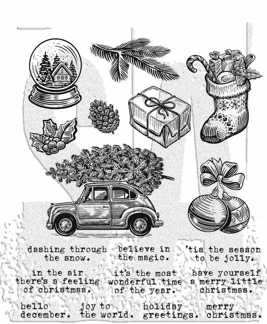 Tim Holtz Cling Stamps 7"X8.5"-Home For Christmas