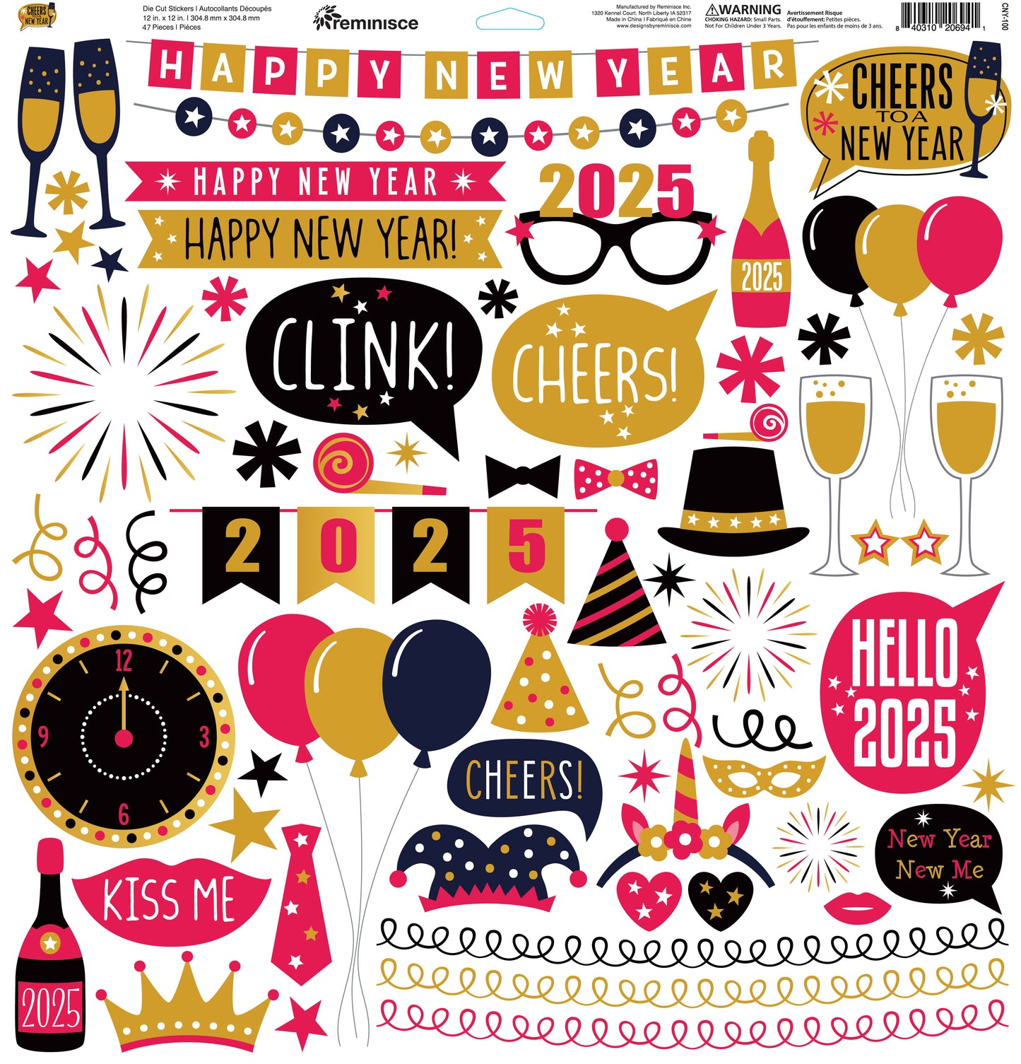 Reminisce Cheers To A New Year 12X12 Sticker