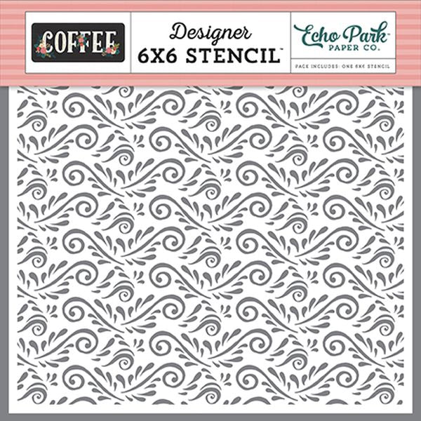 Coffee Coffee Flourish Stencil