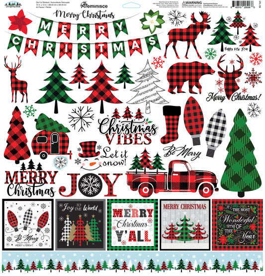 Reminisce Christmas Plaid 12X12 Sticker