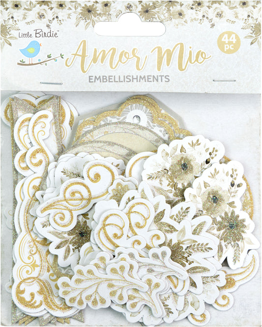 Little Birdie Ephemera Embellishment 44/pkg-Amor Mio