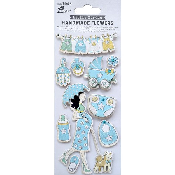 Little Birdie It's a Boy Blue Baby Embellishment