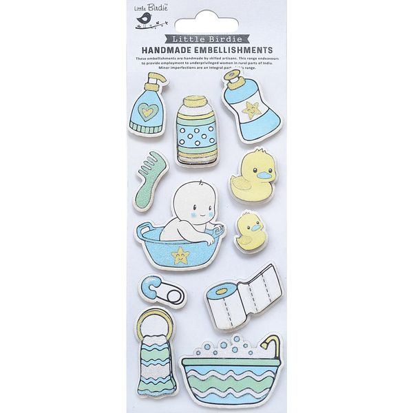 Little Birdie Little Birdie Bath Time Blue Baby Embellishment