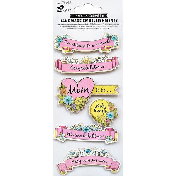 Little Birdie Pink Countdown to a Miracle Baby Embellishment