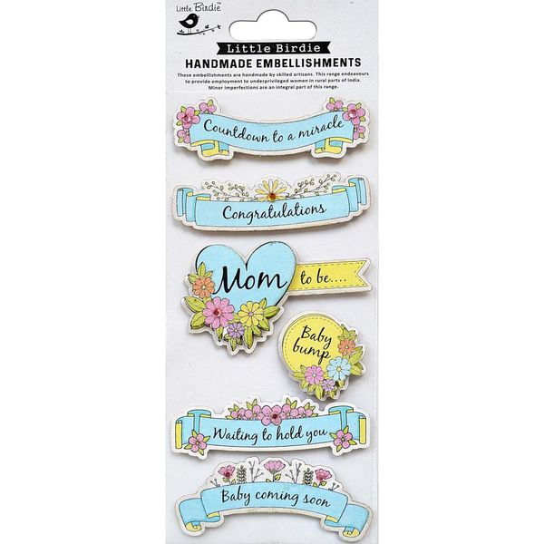 Little Birdie Blue Countdown to a Miracle Baby Embellishment