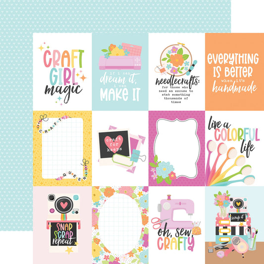 Echo Park Craft Room 3x4 Journaling Cards DS Paper (1 Sheet)