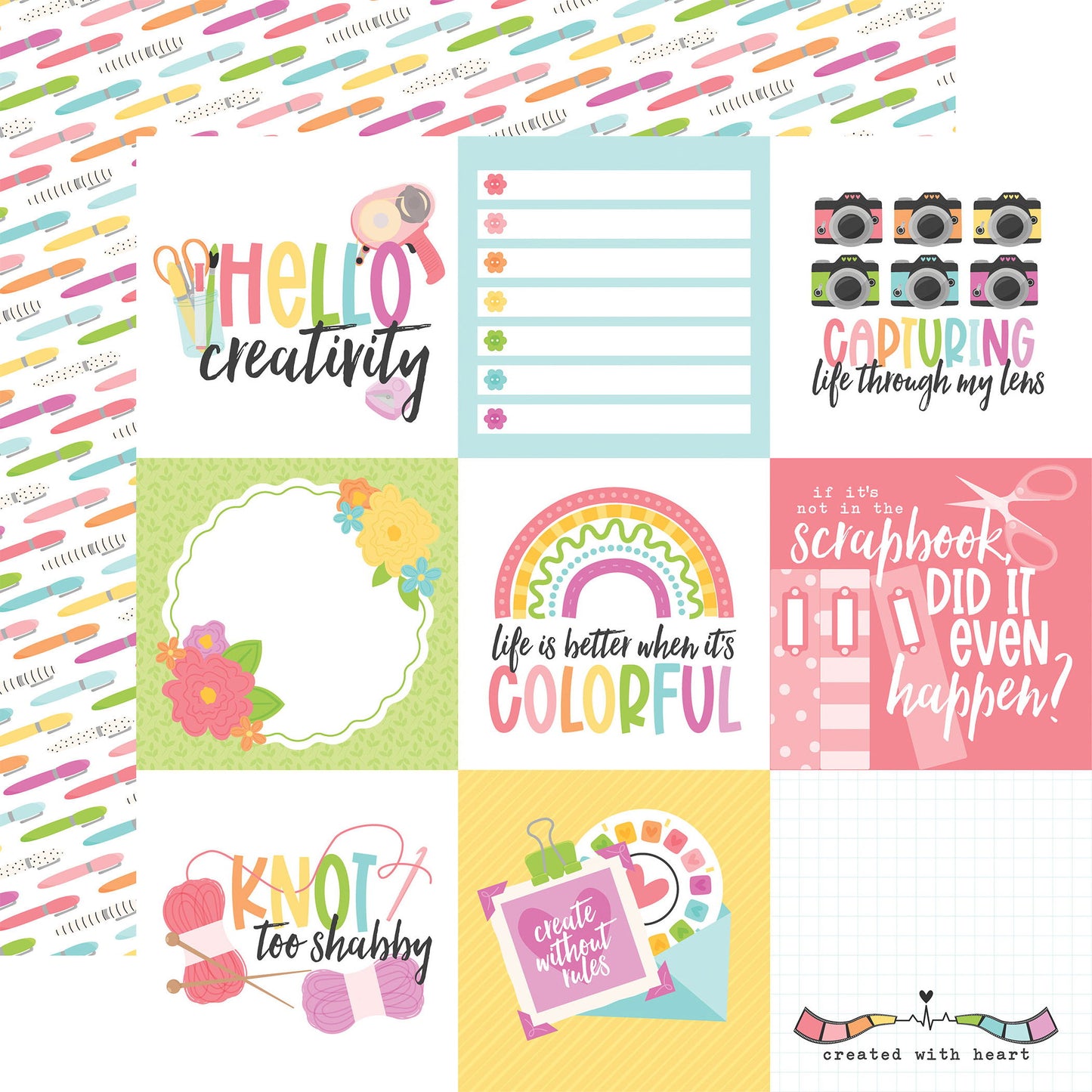 Echo Park Craft Room 4x4 Journaling Cards DS Paper (1 Sheet)