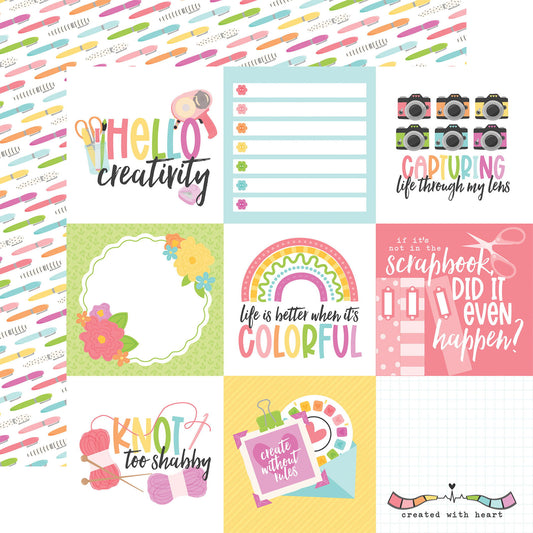 Echo Park Craft Room 4x4 Journaling Cards DS Paper (1 Sheet)
