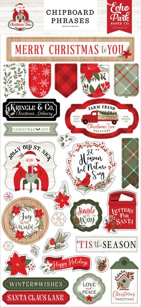 Echo Park Christmas Time 6x13Â ChipboardÂ Phrases