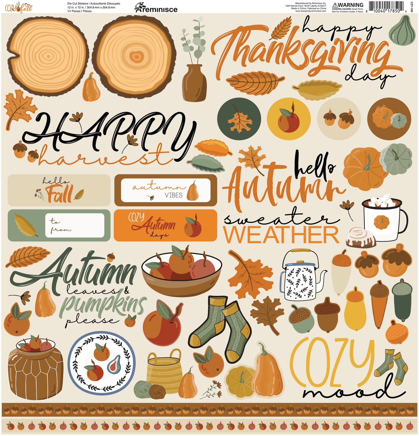 Reminisce Cozy Fall 12x12 Sticker