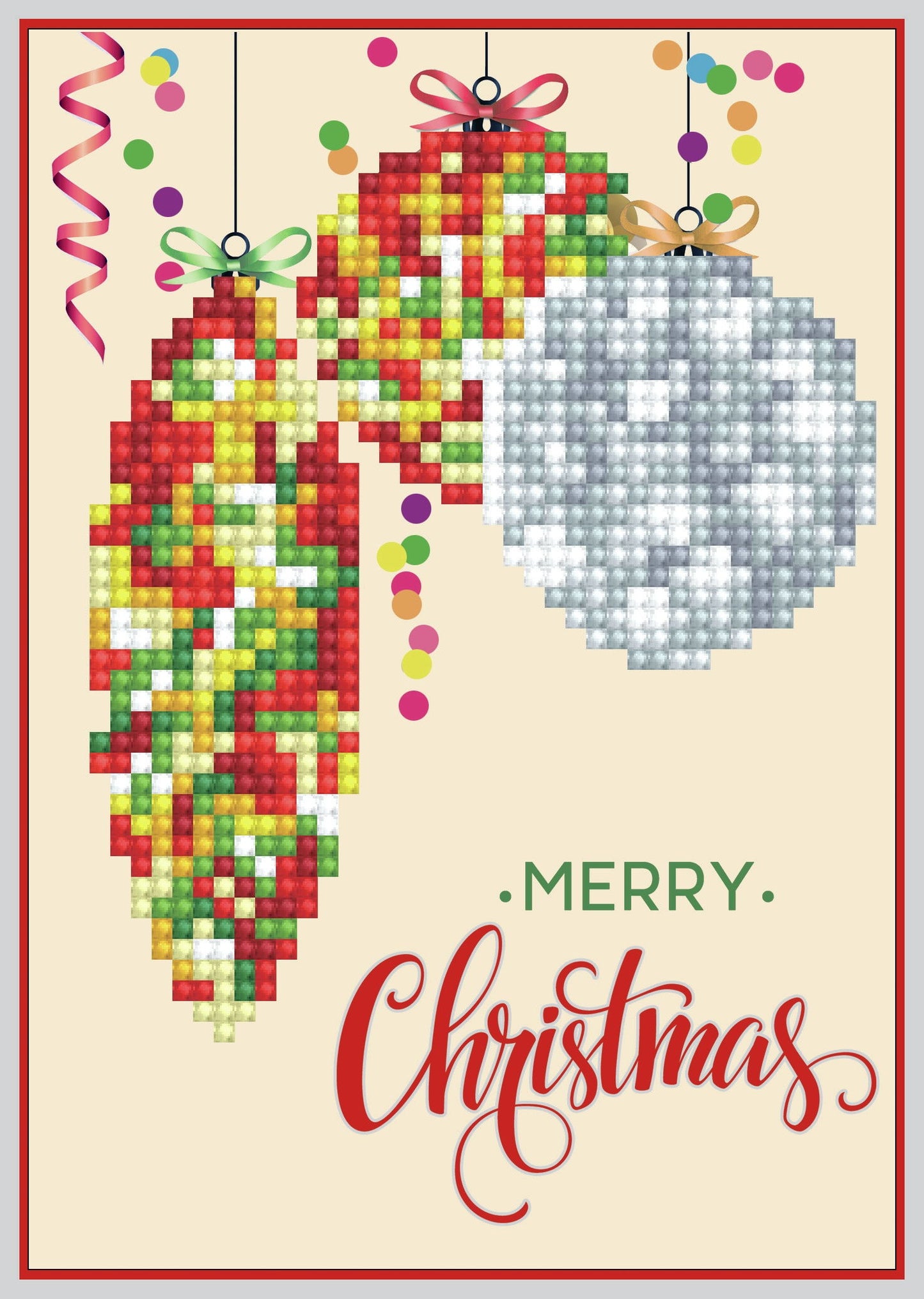 Diamond Dotz Diamond Art Greeting Card Kit 5"X7"-Merry Christmas Baubles Trad