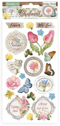Stamperia Adhesive Chipboard 6"X12" - Elements, Romantic Garden House