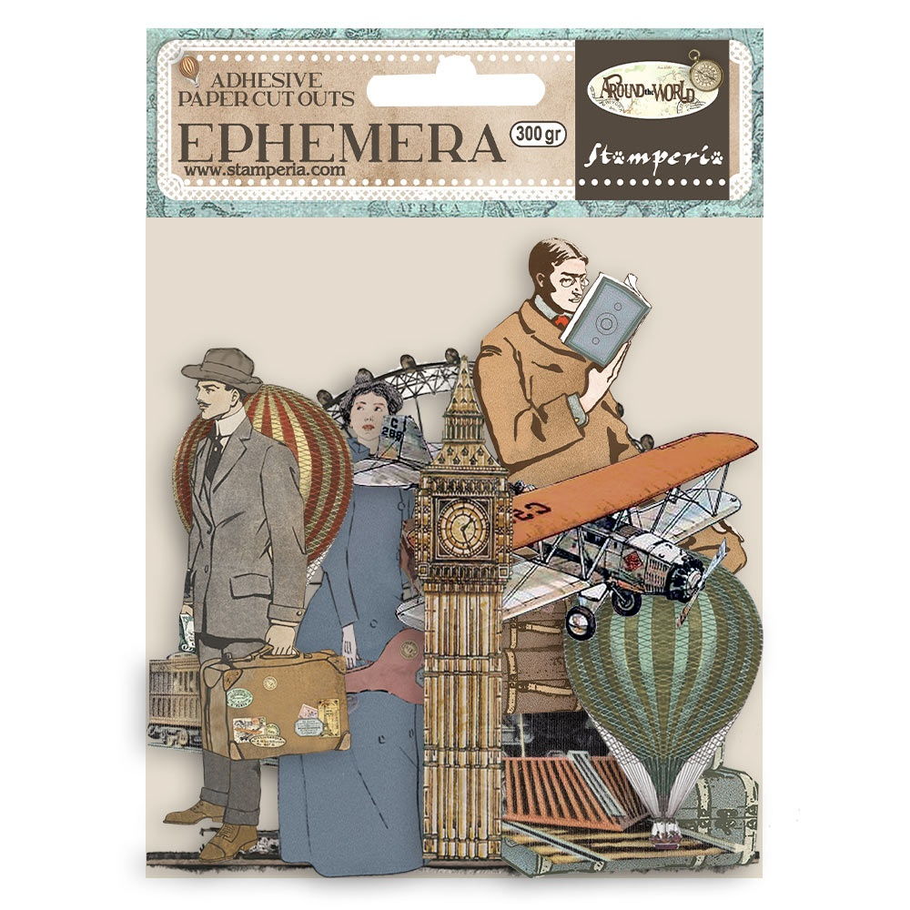 Stamperia Cardstock Ephemera Adhesive Paper Cut Outs-Around The World