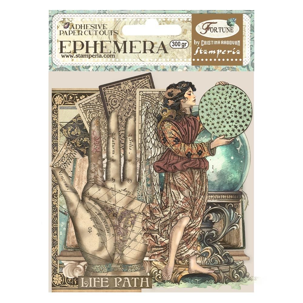 DISC - Stamperia Cardstock Ephemera Adhesive Paper Cut Outs-Fortune