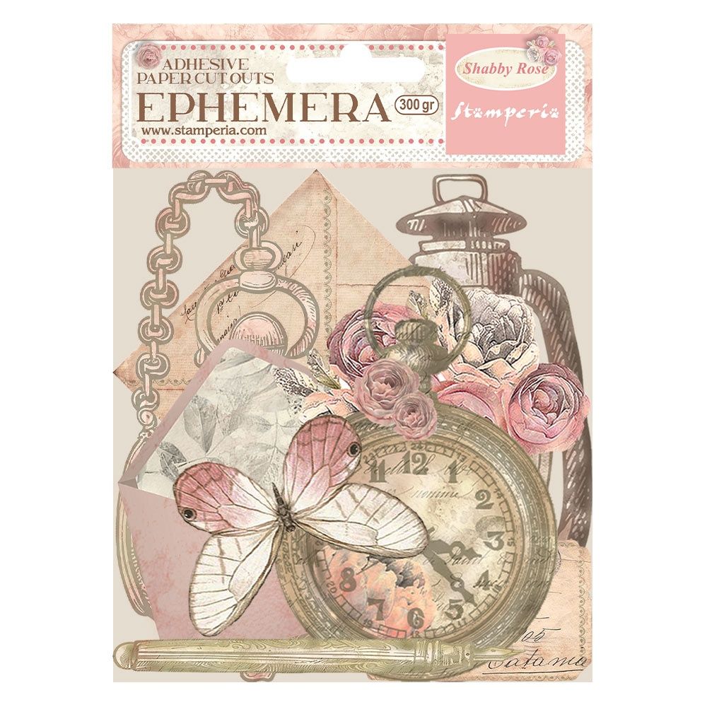 DISC - Stamperia Cardstock Ephemera Adhesive Paper Cut Outs-Shabby Rose