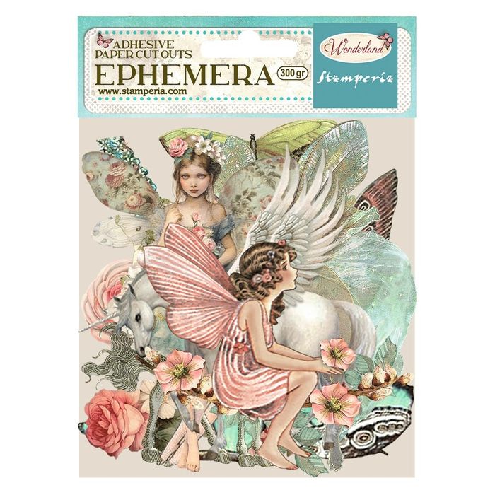 DISC - Stamperia Cardstock Ephemera Adhesive Paper Cut Outs-Wonderland