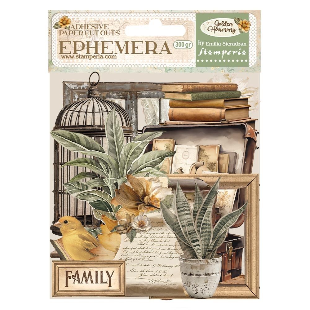 DISC - Stamperia Golden Harmony Cardstock Ephemera Adhesive Paper Cut Outs