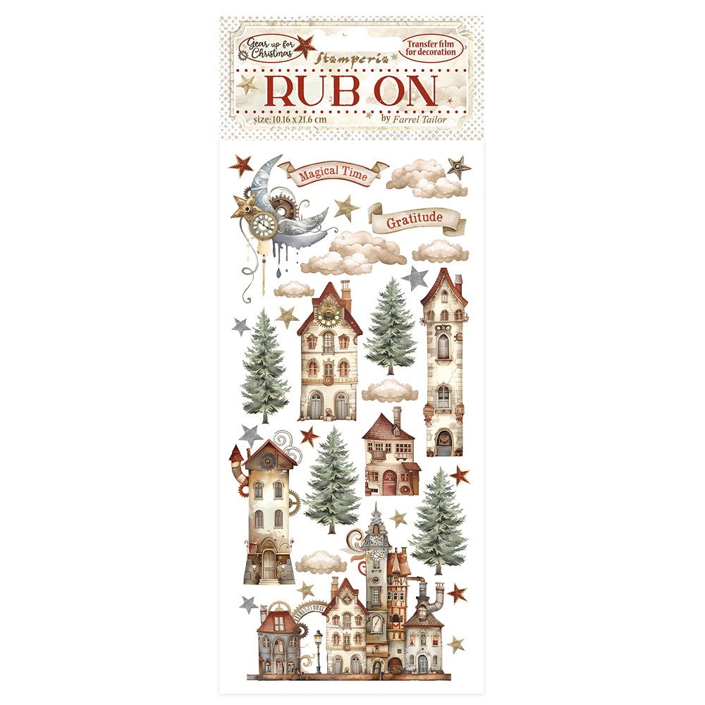 DISC - Stamperia Gear Up For Christmas Cozy Houses 4"x8.5" Rub-On