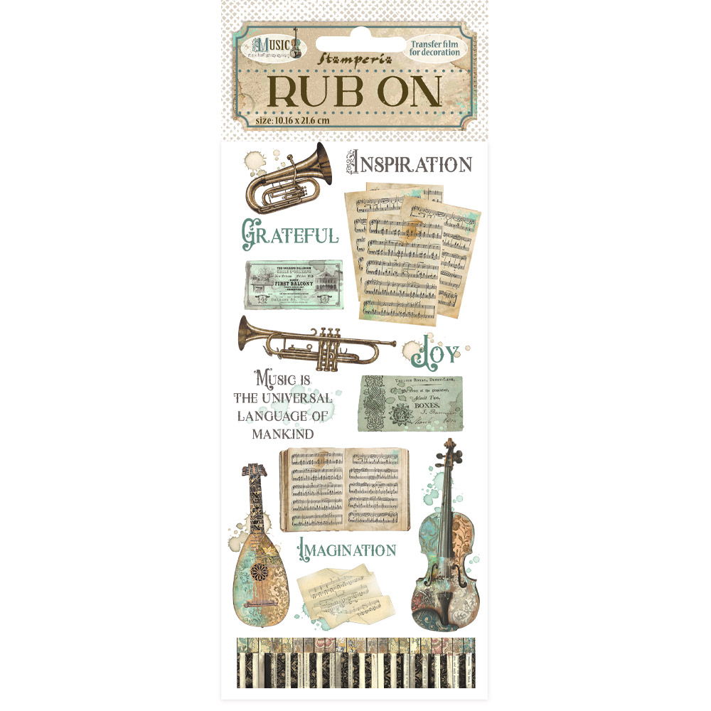 Stamperia Music 4"x8.5" Rub-On