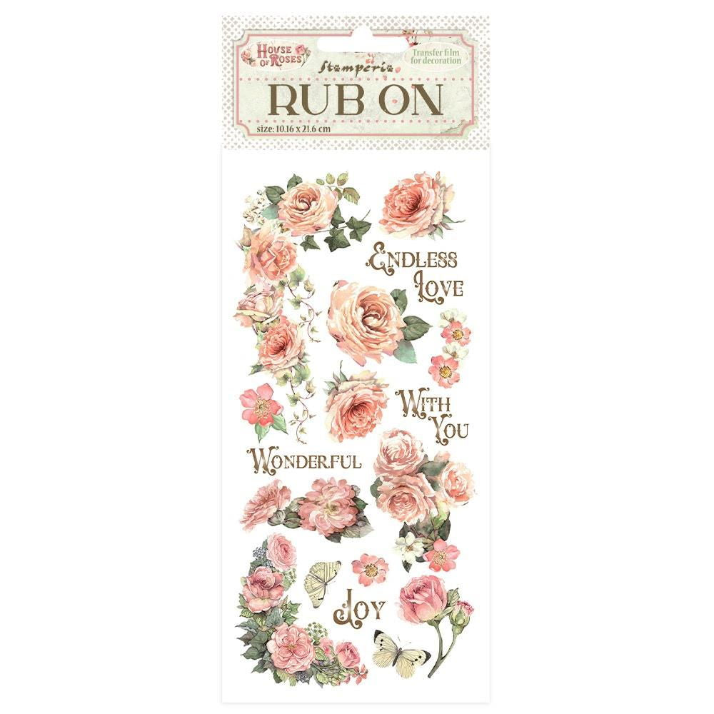 Stamperia House of Roses Writings and Roses 4"x8.5" Rub-On