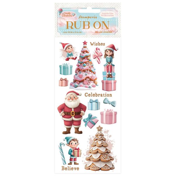 Stamperia Candy Christmas Santa Claus 4"X8.5" Rub-On