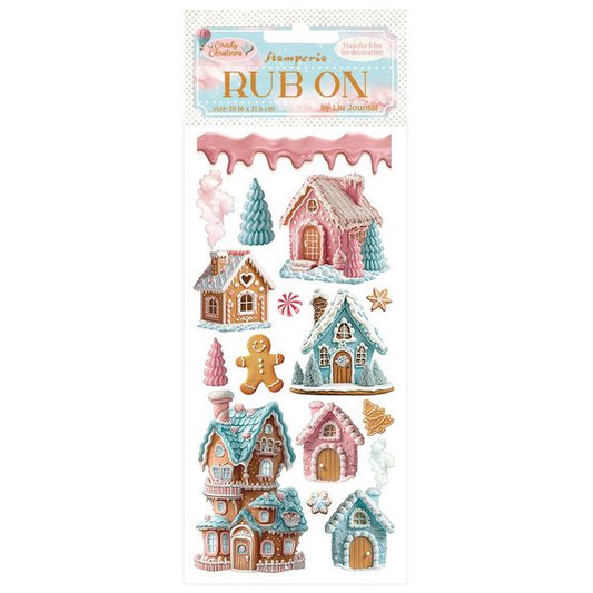 Stamperia Candy Christmas Marzipan Houses 4"X8.5" Rub-On