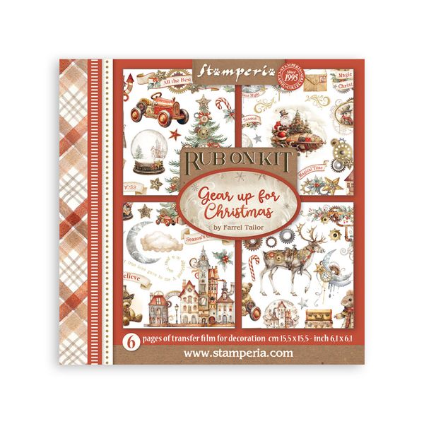 Stamperia Gear up for Christmas 6.1"x6.1" Rub-on - 6 sheets/pkg.