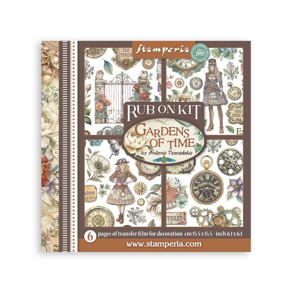 Stamperia Gardens of Time 6x6 Rub On Kit, 6 pages