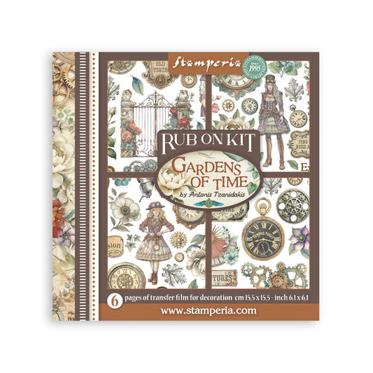 Stamperia Gardens of Time 6x6 Rub On Kit, 6 pages