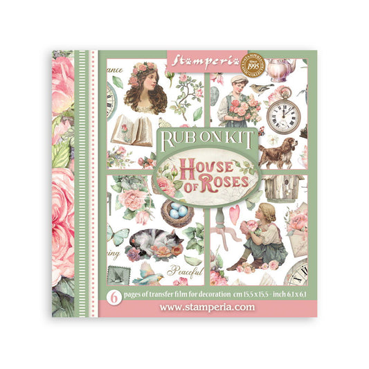 Stamperia House of Roses 6x6 Rub On Kit, 6 pages