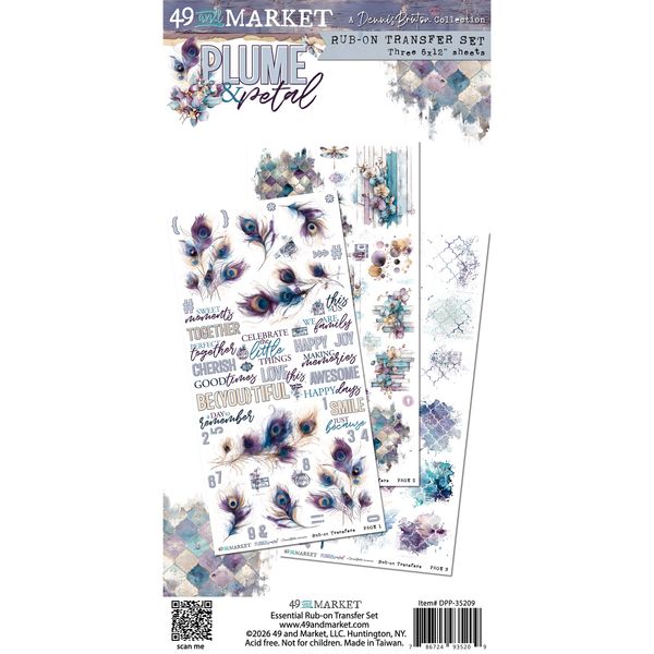 49 And Market Blendable Rub-On Transfer Set 6"X12"-Plume & Petal